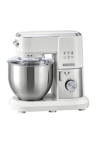 Black&Decker BLACK+DECKER Stand Mixer, Stainless Steel Bowl, 10 Speeds + Pulse, Planetary Action, Dough Hook,