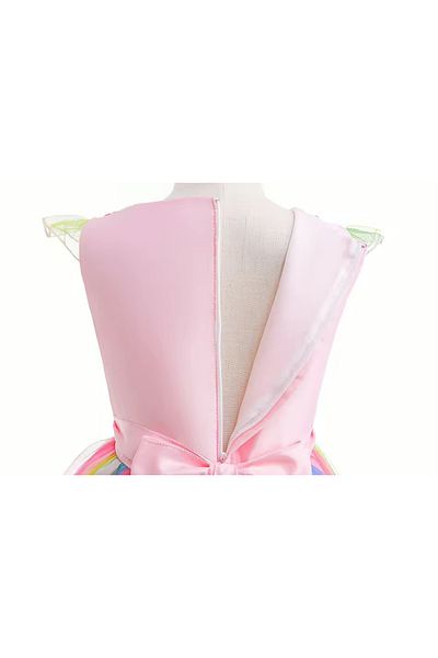 EvrikaUnity Unicorn Dress for Girls, Set with Headband and Necklace, EvrikaUnity®, 3-4 years, 110 cm, Pink