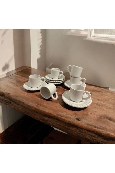 HomeSipahi 6-Person Bead Model Cup Set, Coffee Cup