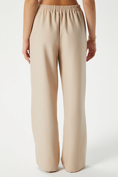 Ritnice Women's Cupra Cool Texture Waist Elastic Mink Palazzo Pants