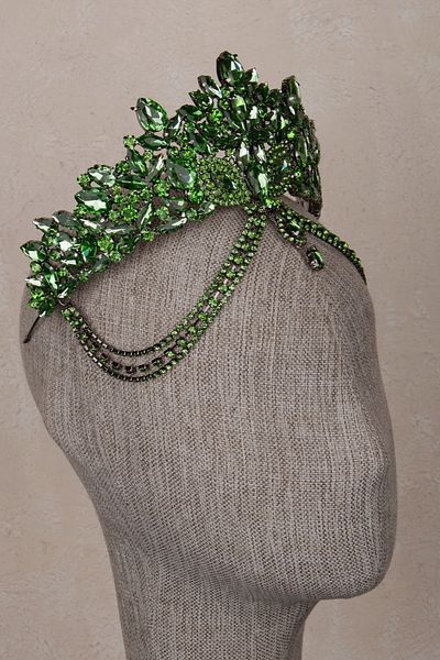 Hayalperest boncuk Velisse Stone Bridal Crown Light Green