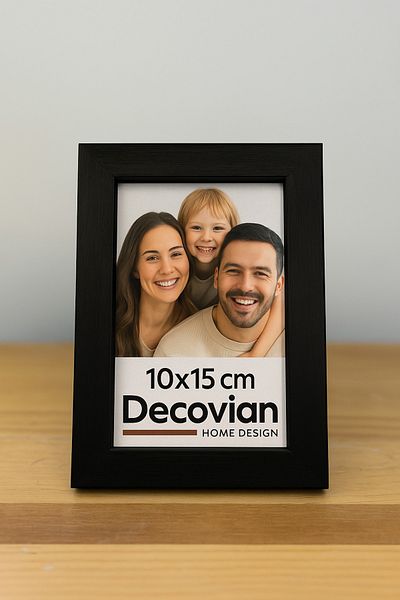 DecovianHomeDesign Natural Wood Modern Standing Single 10X15 Photo Frame |   Black Color Desktop Frame |   Unpainted