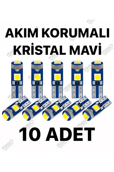 SİSA SENİSTESENAL T5 Led (10 Adet) Uyumlu Kristal Mavi Oto Kilometre Kadran A...