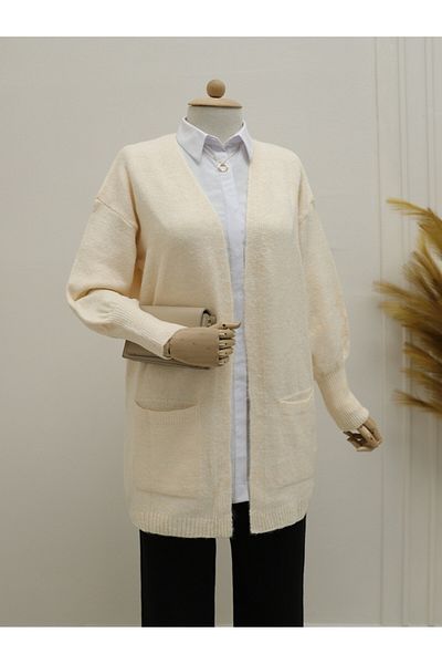 HİJABAYA Yumoş Double Pocket Knitwear Cardigan