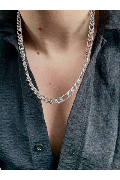 Arvens Men's Silver Stainless Steel Necklace Does Not Lose Color Does Not Fade Unisex Does Not Fade