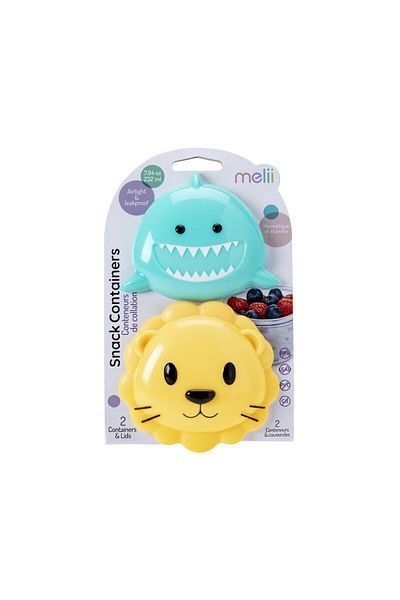 Melii SET OF 2 BABY FOOD CONTAINERS, MELII, SHARK&LION MODEL
