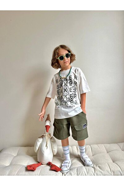 lesa kids wear طقم علوي سفلي للأولاد من القطن الممشط المطبوع من بيكر