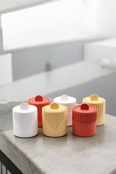 LUMİNA 12 Piece Colored Concrete Spice Rack Set (6 Pieces with Lid) |   Tile – Sand Yellow – White