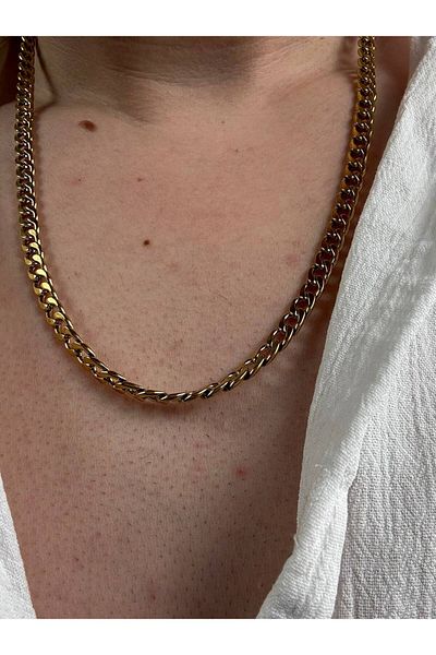 Arvens Men's Gold Chain Stainless Steel Necklace Does Not Lose Color Does Not Fade Unisex Does Not Fade