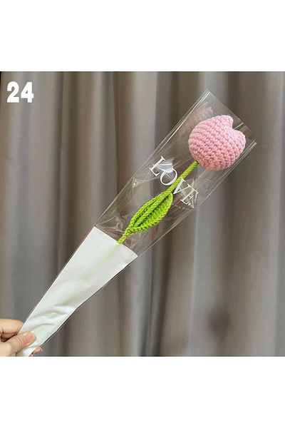 Choice 24 Knitting Flower Rose Tulips Daisy Single Bouquet Simulation Flower Home Decoration Wedding Hand-K