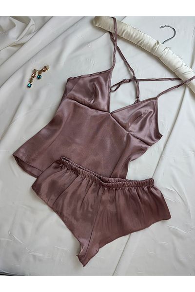 ROZENİN LINGERIE Комплект нощница и пижама с къси панталони с гол гръб и презрамки (специална зестра)