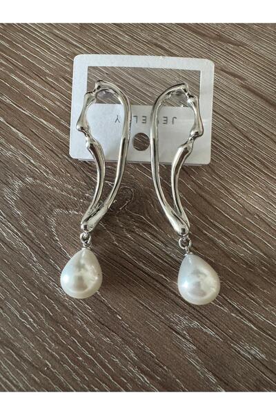 misstakıjewerly Steel Design Pearl Long Earrings