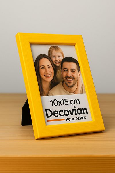 DecovianHomeDesign Natural Wood Modern Standing Single 10X15 Photo Frame |   Yellow Colored Desktop Frame |   Unpainted
