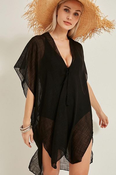 MARBERRY Black Open Women's Pareo Beach Dress