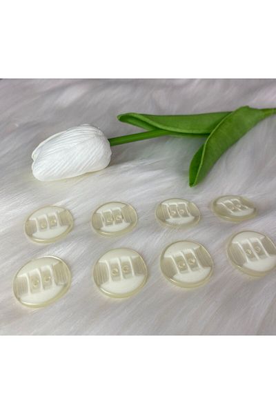 BRAVE TEKSTİL ÜRÜNLERİ Round Model White Detailed 2 Hole Button (36 Size) 23mm-6 Pieces