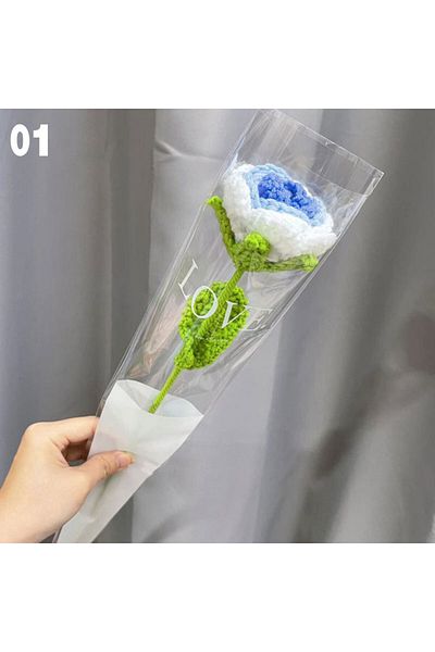 Choice 01 Knitting Flower Rose Tulips Daisy Single Bouquet Simulation Flower Home Decoration Wedding Hand-K