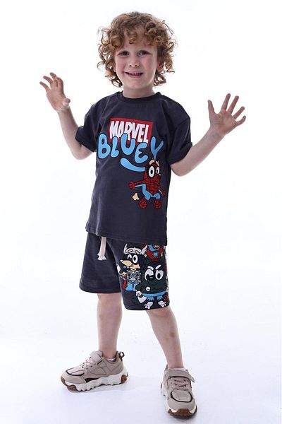 Arya Nisa Kids Boy's 100% Cotton Printed Bottom-Top Figured Shorts-T-Shirt Set