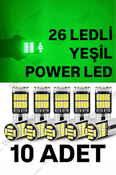 SİSA SENİSTESENAL T10 LED 26 Ledli 10 Adet W5w Metal Ultra Power YEŞİL Park P...