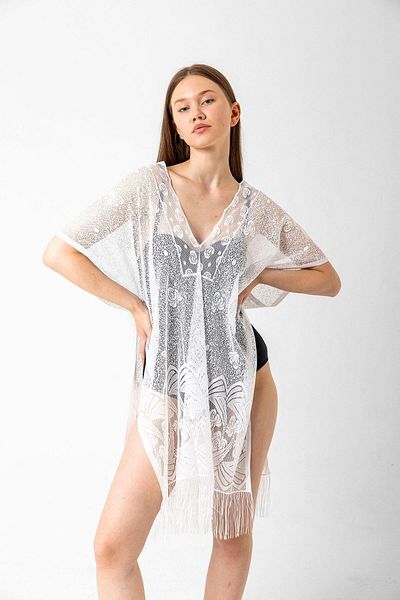 MARBERRY White Mesh Women's Pareo Beach Dress