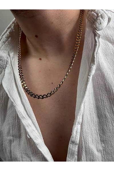 Arvens Men's Gold Chain Stainless Steel Necklace Does Not Lose Color Does Not Fade Unisex Does Not Fade