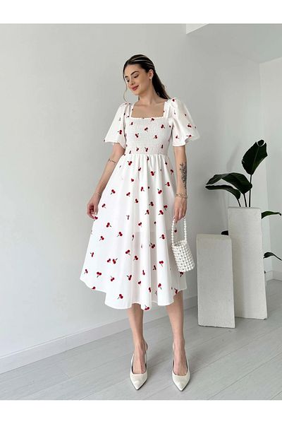 şems fashion Rochie lungă din poplin - Gipeli, curea și guler pătrat