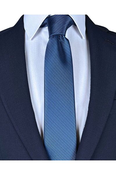 1001 Kravat Self Patterned 7 cm Wide Thin Tie