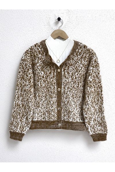 HİJABAYA Metal Buttoned Soft Cardigan with Stone Detail