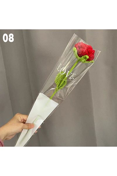 Choice 08 Knitting Flower Rose Tulips Daisy Single Bouquet Simulation Flower Home Decoration Wedding Hand-K