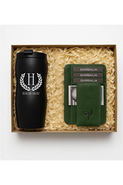 Bk Gift Kişiye Özel İsimli Siyah Termos & Garbalia Pisa Hakiki Deri Mıknatıs ...