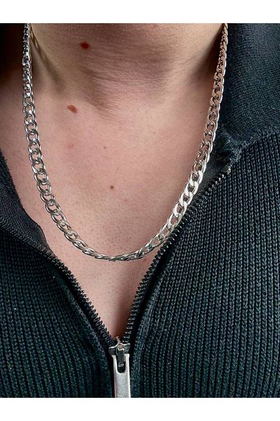Arvens Men's Silver Stainless Steel Necklace Does Not Lose Color Does Not Fade Unisex Does Not Fade