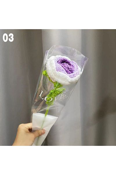 Choice 03 Knitting Flower Rose Tulips Daisy Single Bouquet Simulation Flower Home Decoration Wedding Hand-K