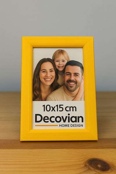 DecovianHomeDesign Natural Wood Modern Standing Single 10X15 Photo Frame |   Yellow Colored Desktop Frame |   Unpainted