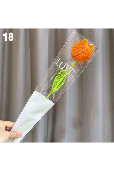 Choice 18 Knitting Flower Rose Tulips Daisy Single Bouquet Simulation Flower Home Decoration Wedding Hand-K