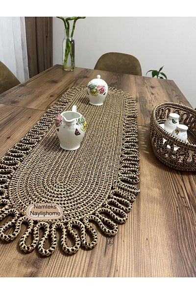 naylişhome Jute Straw Runner Supla Gift Dowry Tablecloth Bohemian Basket Tableware Kitchen