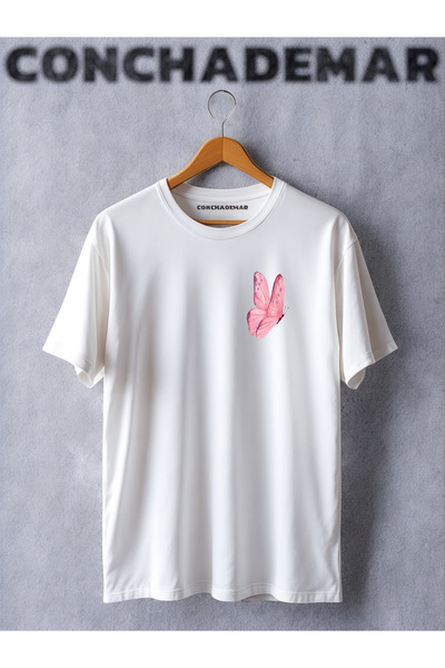 Vordevia Ružičasti leptir Štampano Oversize kroj T-shirt