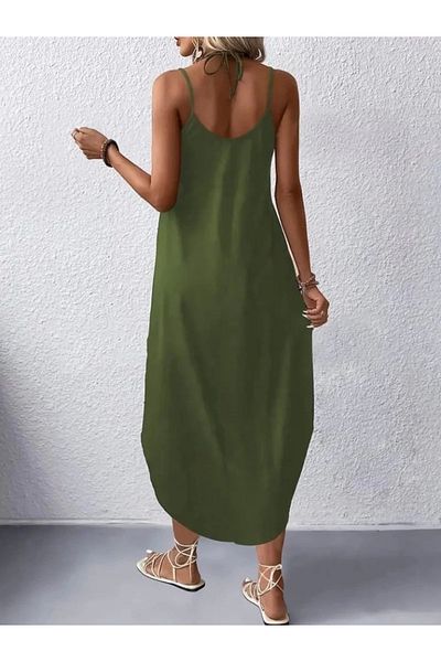 Ayena Moda Γυναικείο Μακρύ Φόρεμα Βισκόζης με λαιμόκοψη V