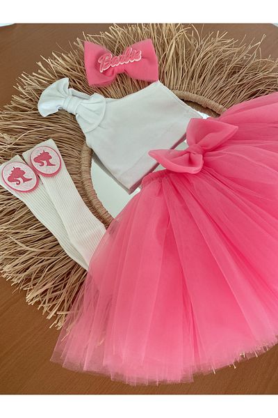 EBRU ÖZÖRGÜCÜ Girl's Tutu Skirt Crop Body Buckle and Socks Set