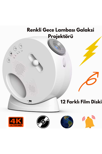 Qifit 4K Yıldız Gece Lambası & Galaxy Projektör | Çalar Saatli, Uyandırma Lam...