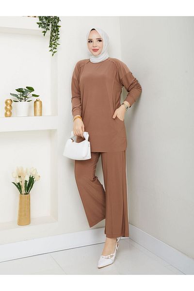 MODAMÜNASİP Our Tunic Double Pocket Detailed Erva Trousers Suit with Its Most Beautiful Colors ✨ ✨