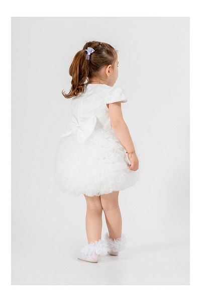 2kids2mom Satin Tutu Dress (White) (1 -5 Years) Birthday, Party and Holiday Dress