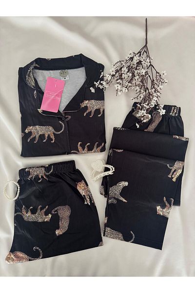 MH Moony Homewears Set pijamale leopard din 3 piese