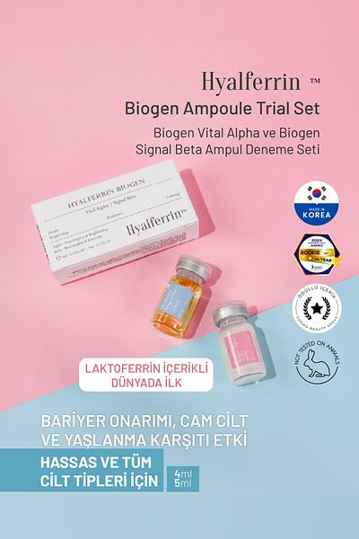 Hyalferrin Biogen Trial Ampoule Set - Trial Kit, Lactoferrine and Hyaluronic Acids, Vitamin Complex