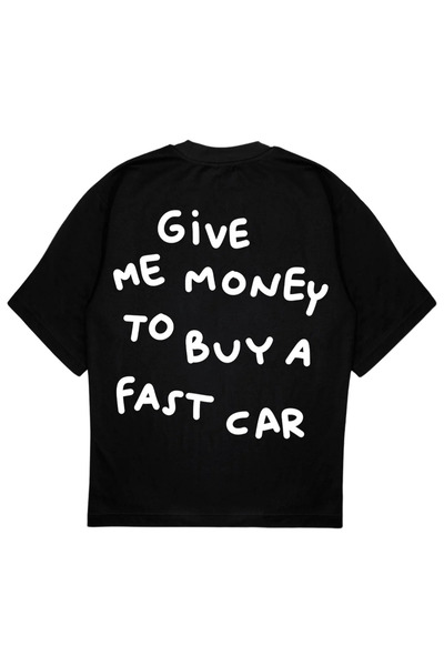 SVART WEAR Μπλουζάκι FAST CAR με τύπωμα oversized Μπλουζάκι δώσε μου χρήματα