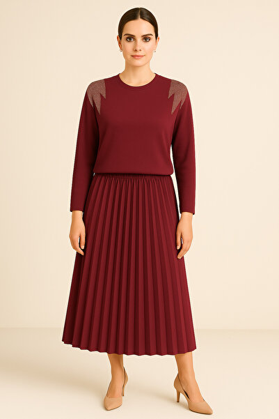 Zoya Taş Detaylı Piliseli Etekli Takım