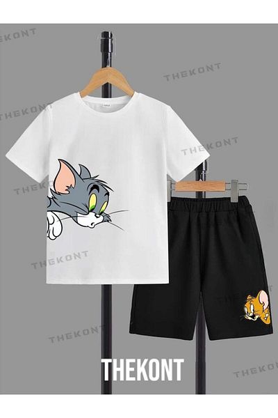 THEKONT Tom and Jery Child Shorts/Tshirt Set with Lower and Upper Print
