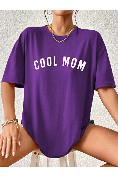 Renaissance Tricou de maternitate Saks Blue cu imprimeu Cool Mom pentru femei