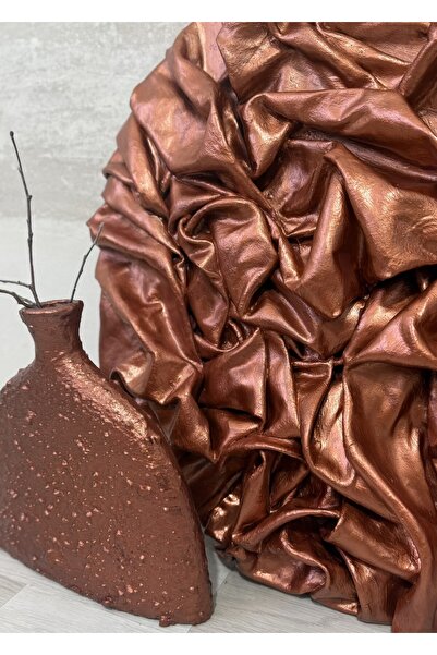 MAİNTHEAHOME Dokulu Yuvarlak Alçı Tablo - Sis Dalgası | El Yapımı 3D Dekoratif Duvar Tablosu Metalik