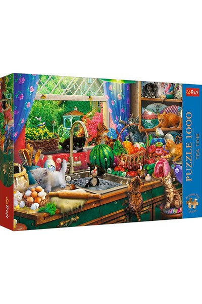 OEM Trefl Puzzle 1000 Premium Plus Pisici la Ora Ceaiului, Noroc