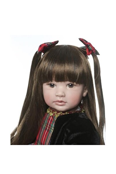 OEM Păpușă realistă, prințesă, păr lung și șaten, 60 cm, vinil/silicon, Mbong®, roșu/negru