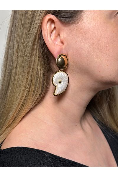 Pao Rosa White Sea Shell Earrings